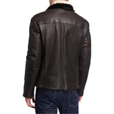 Man Shearling Lined Leather Jacket | Shirt Jacket With Shearling